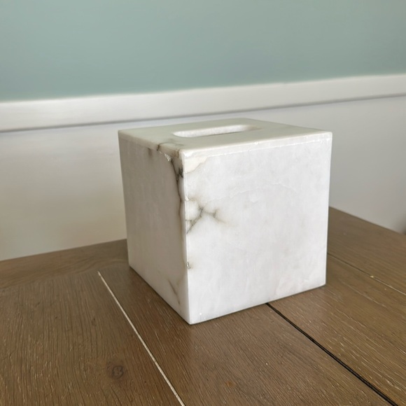 Genuine white alabaster marble stone tissue cover box vanity bathroom guest room - Picture 3 of 10